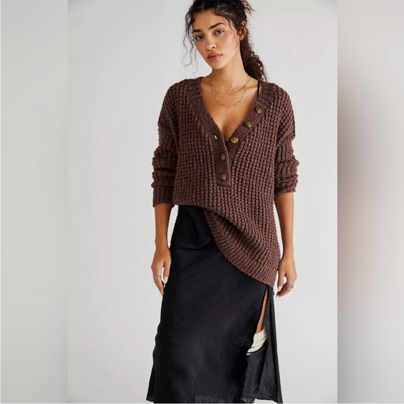 Free People Sweaters Free People Whistle Thermal Henley Brownstone